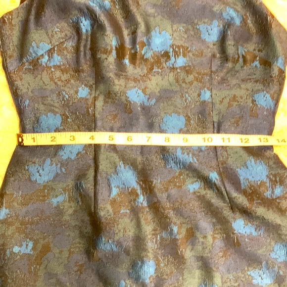 Betsey Johnson Blue Green Jacquard Sheath Beaded Collar Sleeveless Dress size - Picture 9 of 11